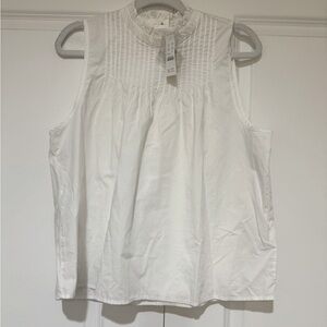 NWT J.Crew White Pintuck Cotton Poplin Top szL BL077